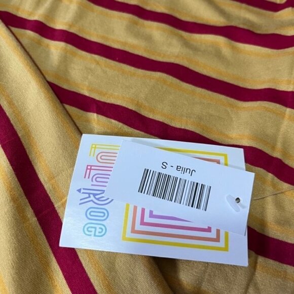 NWT LuLaRoe Julia Red/Yellow Strip Size S *Calling All Harry Potter Fans* - Picture 3 of 5